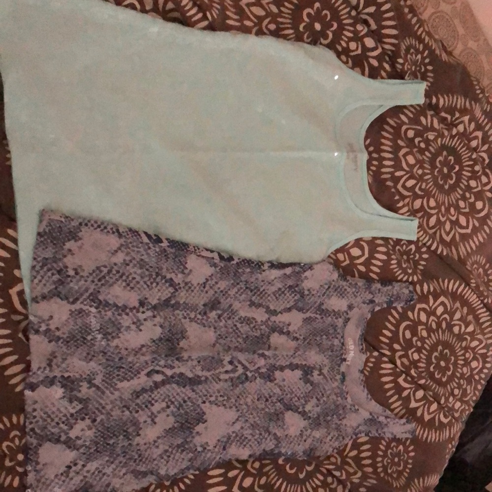 Two pack sequined snake print robbed tank tops!